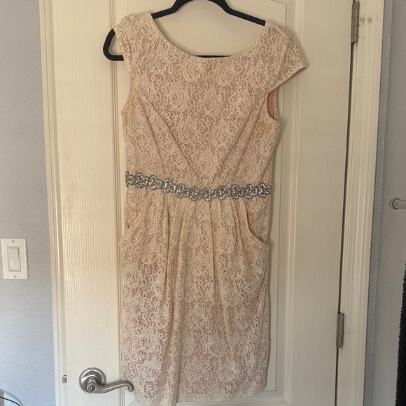 City Triangles Gold and Pink Asymmetrical Sheath Dress - Picture 1 of 3